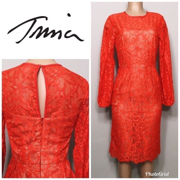 Trina Turk red lace dress. XS. NWOT - Picture 1 of 8